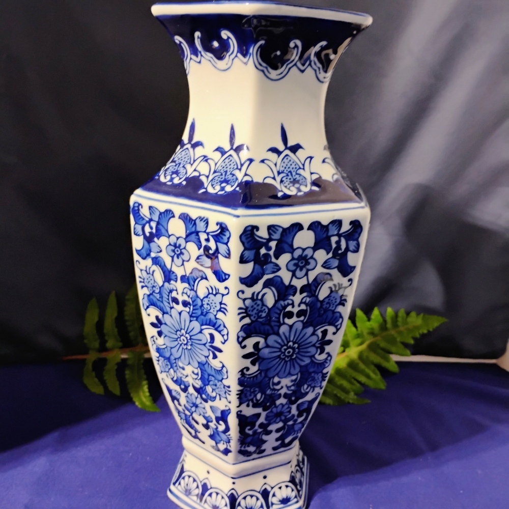 Blue and White Floral Vase